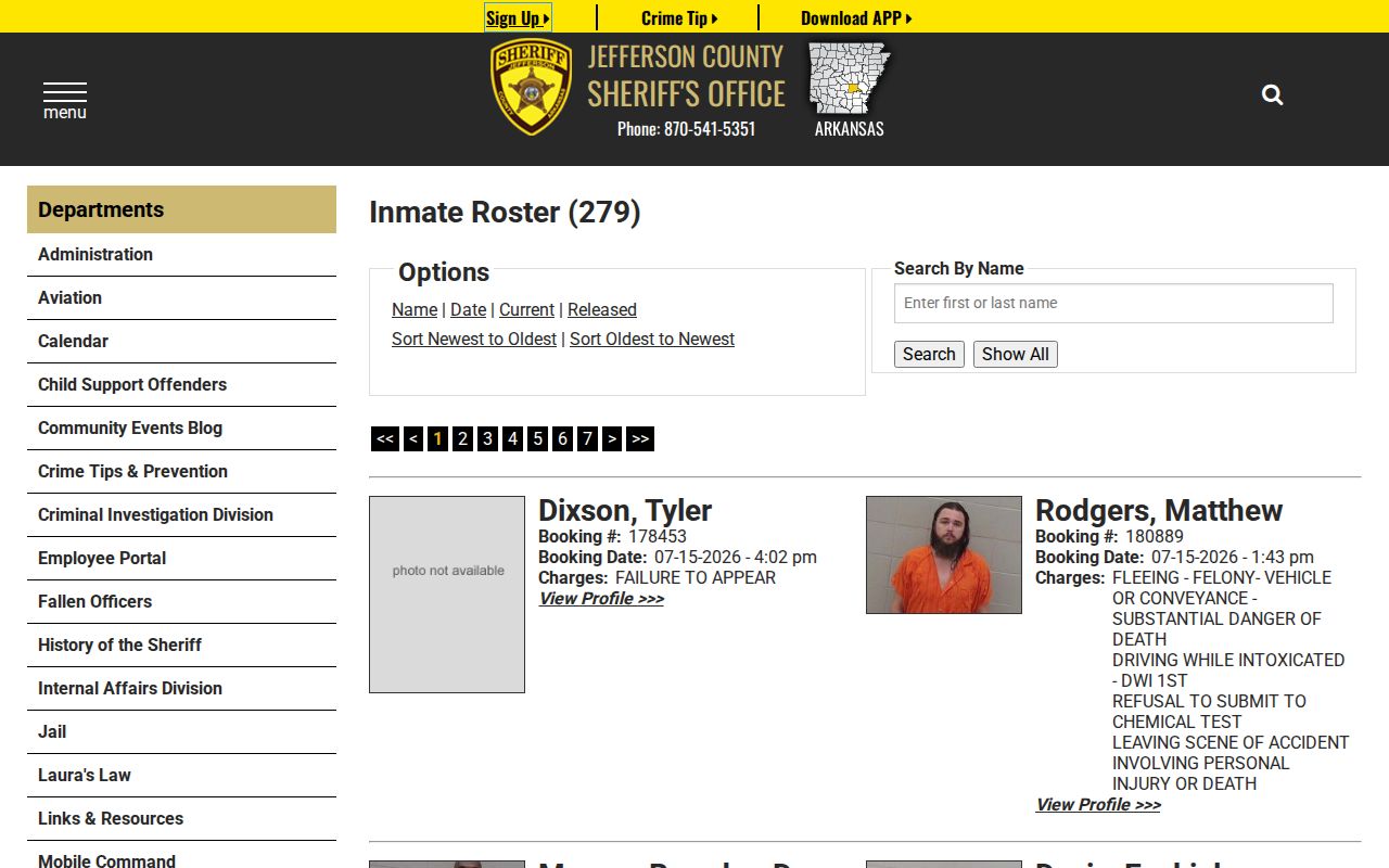 Jefferson County arrest history inmate roster