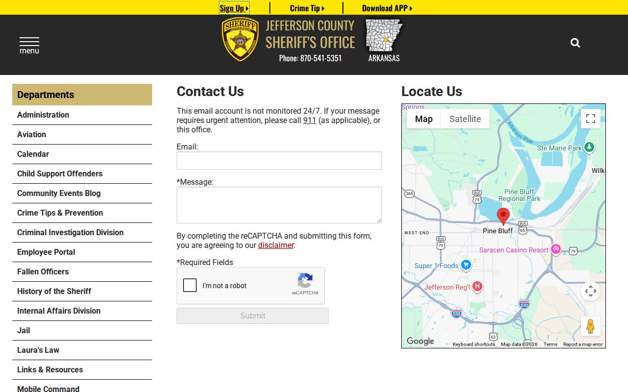 Jefferson County arrest records sheriff contact page