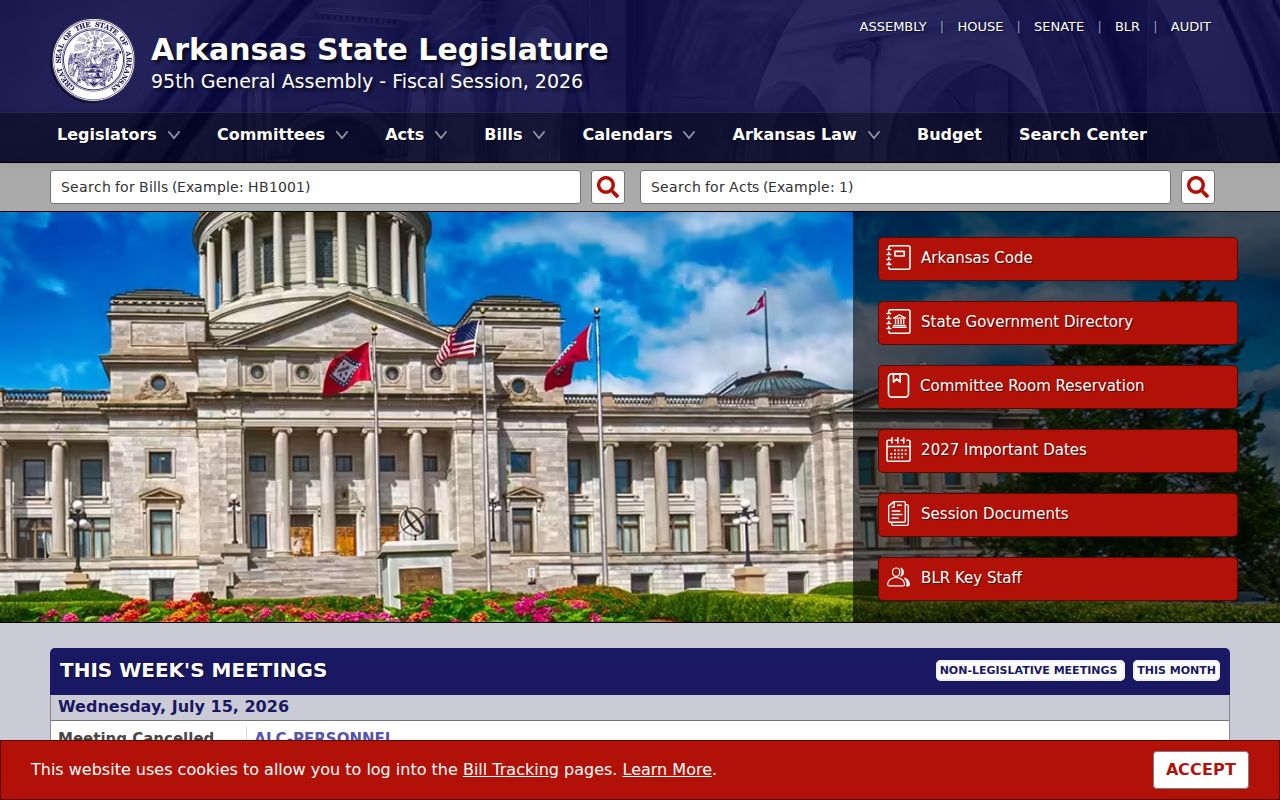Arkansas General Assembly code portal for court access laws